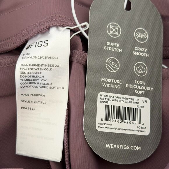 Figs High Waisted Salina FORMx Wide Leg Scrub Pants in Plum, Size Small - Picture 10 of 10